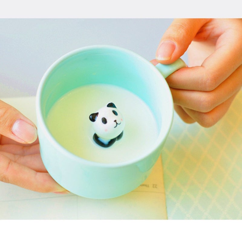 ZaH 3D Coffee Mug Cute Animal Inside Cup Cartoon Ceramics Figurine Teacup for Boys Girls Kids - Party Office Morning Mugs for Tea Juice Milk Chocolate Cappuccino (8 oz Fortune Cat) - Image 3